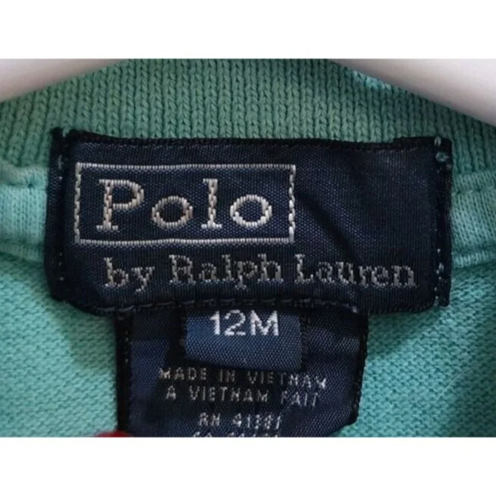 Polo by Ralph Lauren Light Blue Big Embroidered Pony Logo Polo Shirt Size‎ 12M